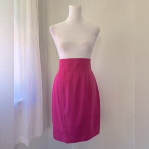 Vintage ‘90s Georges Marciano 100% Wool Dark Pink High Waist Knee Length Skirt